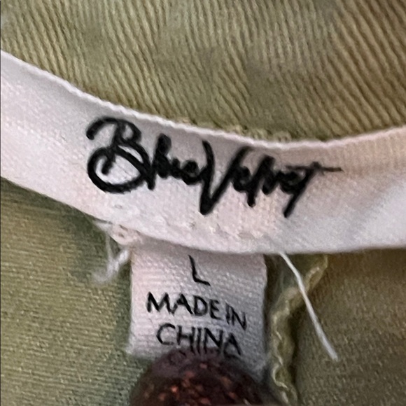 Blue Velvet Mixed Media Olive Green/Blue-White Stripe/Khaki/Lace Butterfly Shirt - Picture 2 of 16